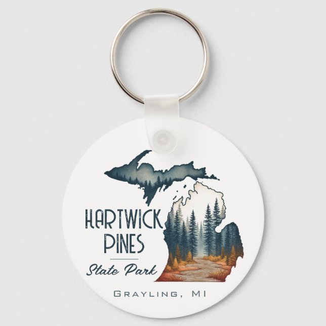 Hartwick Pines State Park Souvenir Gift Key Ring (Front)