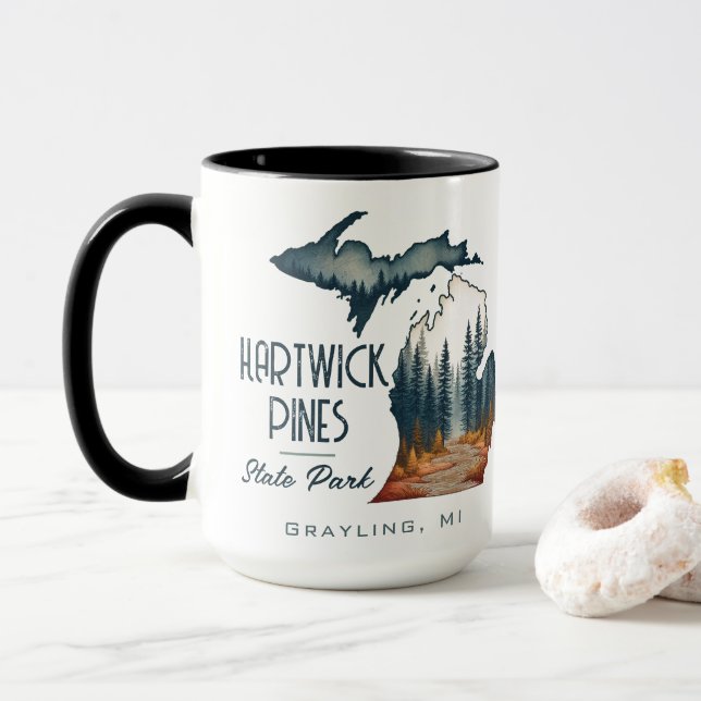 Hartwick Pines State Park Souvenir Gift Mug (With Donut)