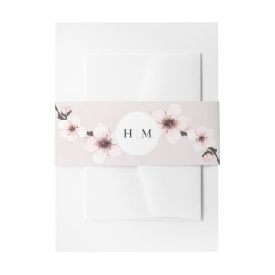 HARUMI Blush Pink Sakura Cherry Blossom Wedding Invitation Belly Band