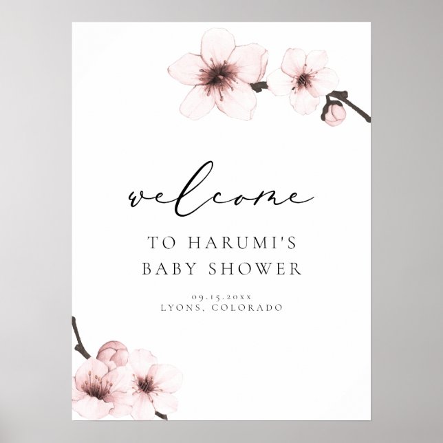 HARUMI Sakura Cherry Blossom Baby Shower Welcome Poster (Front)