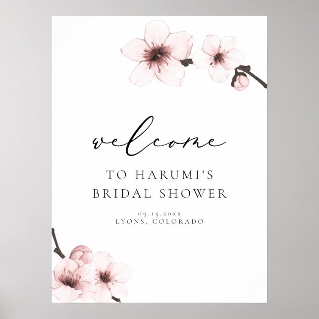 HARUMI Sakura Cherry Blossom Bridal Shower Welcome Poster (Front)