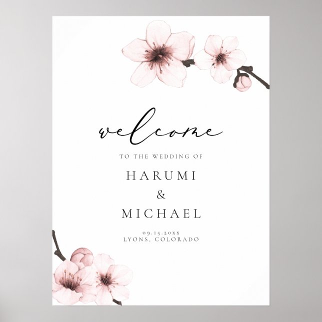 HARUMI Sakura Cherry Blossom Wedding Welcome Poster (Front)