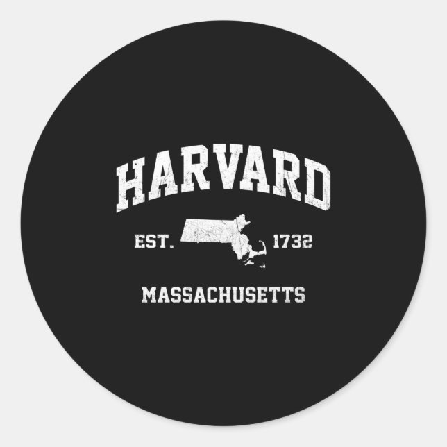 Harvard Massachusetts Ma State Athletic Style Classic Round Sticker (Front)