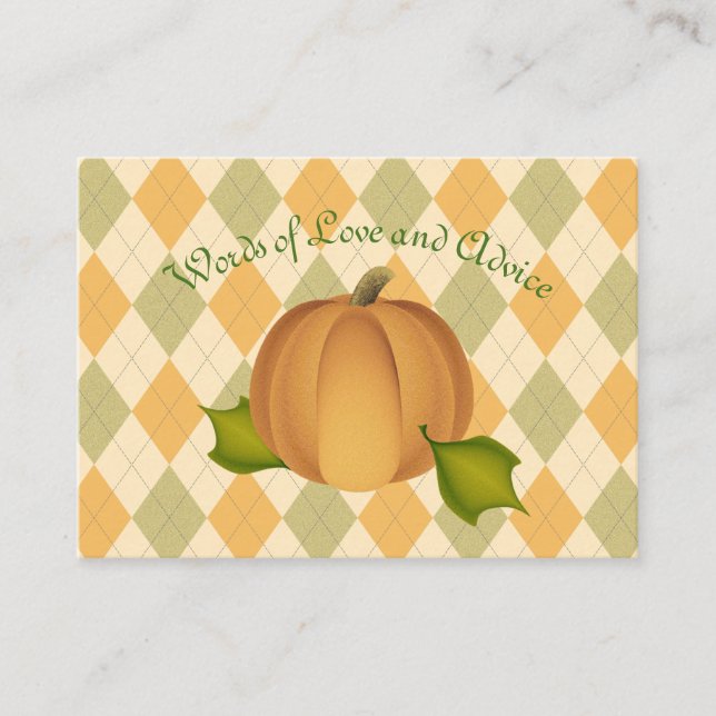 Harves Pumpkin Baby Shower Advice Cards (Front)