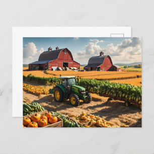Harvest at farm postcard