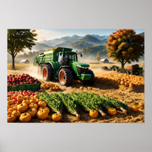 Harvest at farm poster