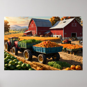 Harvest at farm poster