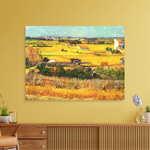 Harvest at La Crau, Montmajour by Vincent van Gogh Canvas Print