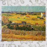 Harvest at La Crau, Montmajour by Vincent van Gogh Jigsaw Puzzle<br><div class="desc">Harvest at La Crau, with Montmajour in the Background by Vincent van Gogh is a vintage fine art post impressionism landscape nature painting. A view of farms with haystacks during harvest time in the autumn season. About the artist: Vincent Willem van Gogh (1853 -1890) was one of the most famous...</div>
