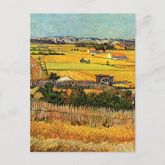 Harvest at La Crau, Montmajour by Vincent van Gogh Postcard (Front)