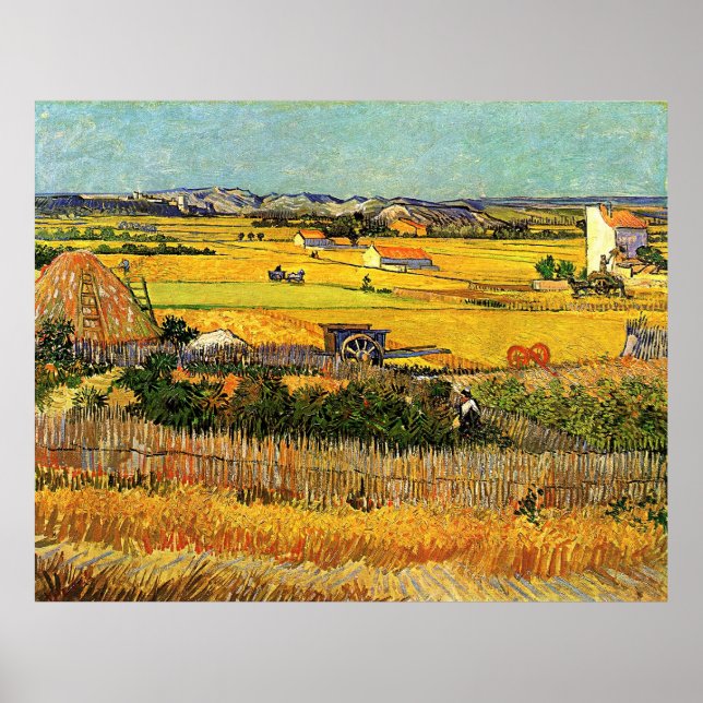 Harvest at La Crau (van Gogh) Poster (Front)