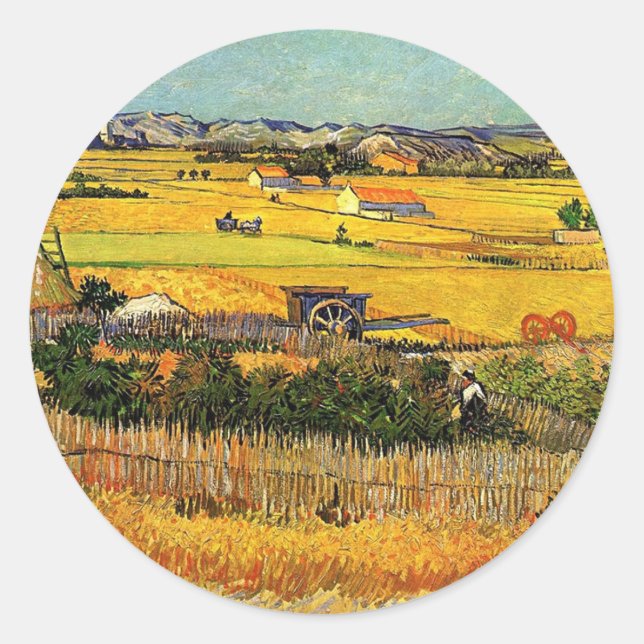 Harvest at La Crau, with Montmajour... Classic Round Sticker (Front)