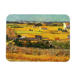 Harvest at La Crau, with Montmajour in the Backgro Magnet