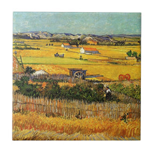 Harvest at La Crau, with Montmajour... Tile