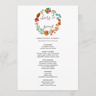 HARVEST AUTUMN PUMPKIN WREATH THANKSGIVING DINNER MENU