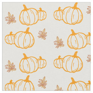 Harvest Autumn Pumpkins and Leaves Fabric