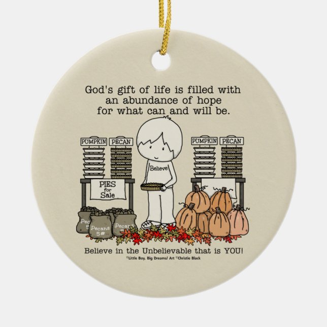 Harvest Blessing Ceramic Tree Decoration (Front)