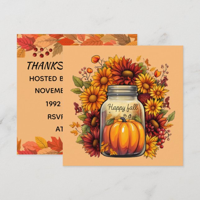 HARVEST BLESSING JAR THANKSGIVING INVITATION CARD (Front/Back)