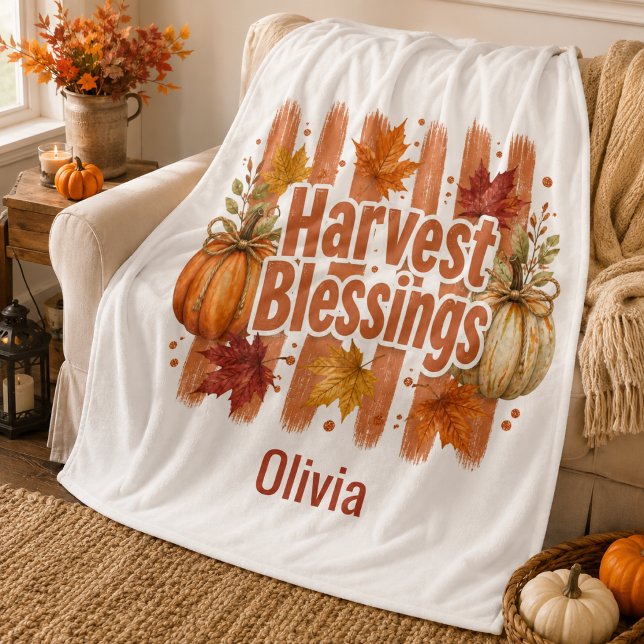 Harvest Blessings Personalised Fall  Sherpa Blanket (Creator Uploaded)