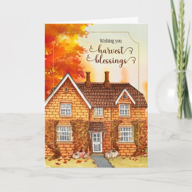 Harvest Blessings Seasonal Home Holiday Card (Front)