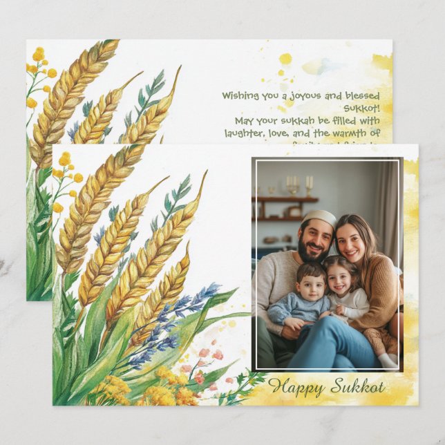 Harvest Blessings Sukkot Greeting  card (Front/Back)