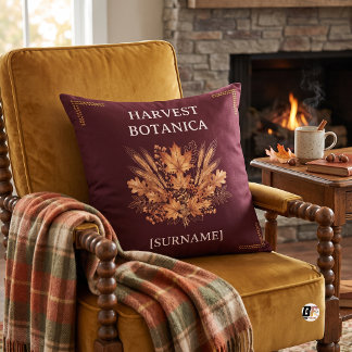 Harvest Botanica Autumn Leaves Burgundy Cushion