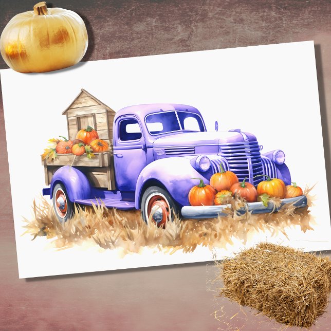 Harvest Car Filled with Pumpkins 2 Decoupage Paper (Creator Uploaded)