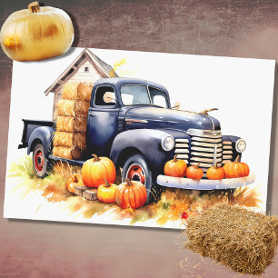 Harvest Car Filled with Pumpkins 6 Decoupage Paper