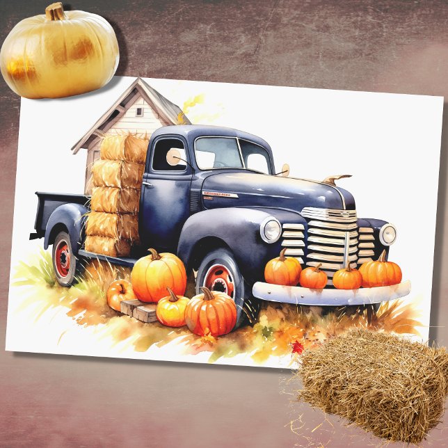 Harvest Car Filled with Pumpkins 6 Decoupage Paper (Creator Uploaded)