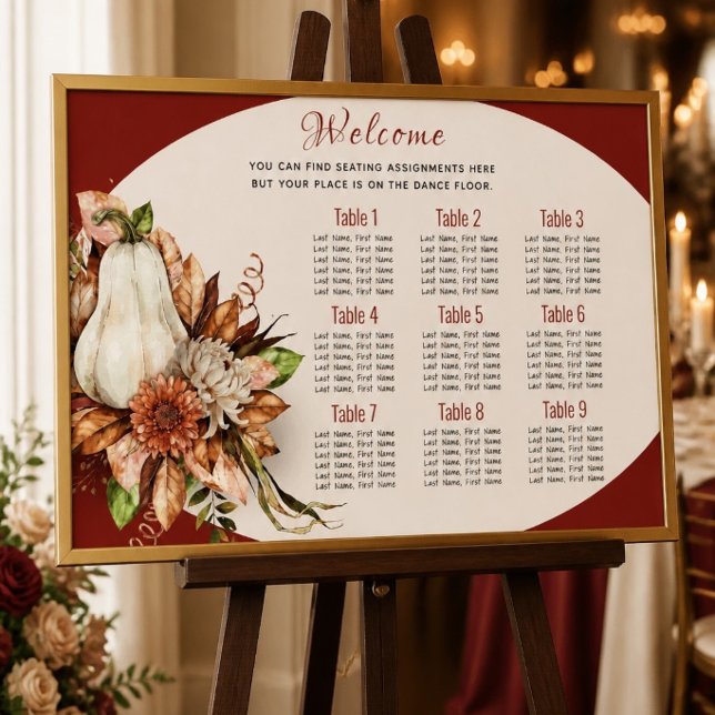 Harvest Chic White Pumpking Wedding Seating Chart (Creator Uploaded)