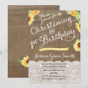 Harvest Christening and First Birthday for girl Invitation