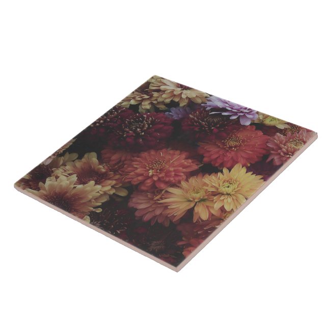 Harvest Chrysanthemum Nocturne Decorative Tile (Side)