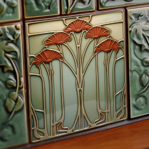 Harvest Crescendo Art Nouveau Ceramic Tile
