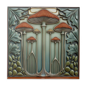 Harvest Crescendo Art Nouveau vintage mushroom Tile