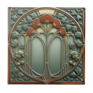 Harvest Crescendo Art Nouveau vintage mushroom Tile