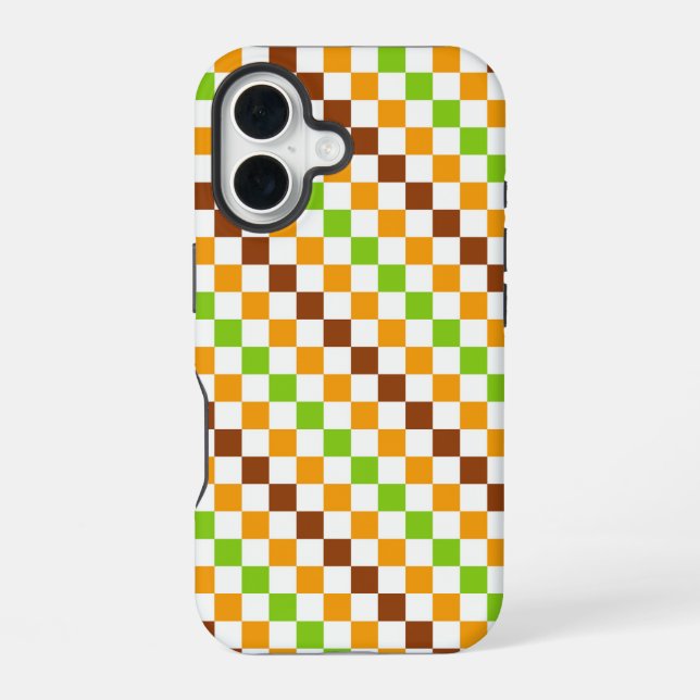 Harvest diagonal checkerboard pattern iPhone 16 case (Back)