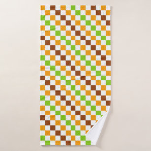 Harvest diagonal chequerboard pattern bath towel set