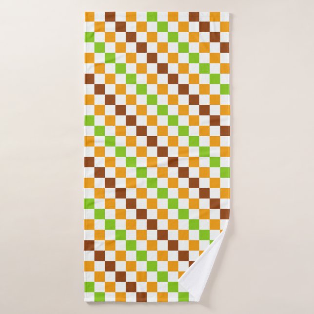 Harvest diagonal chequerboard pattern bath towel set (Bath Towel)