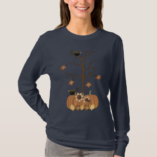 Harvest Fall Autumn Pumpkin Crow Leaves T-Shirt