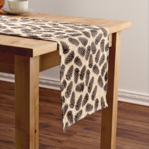 Harvest Fall Pine Cones Short Table Runner