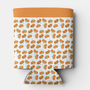 Harvest Fall Pumpkin Pattern Orange Green Can Cooler
