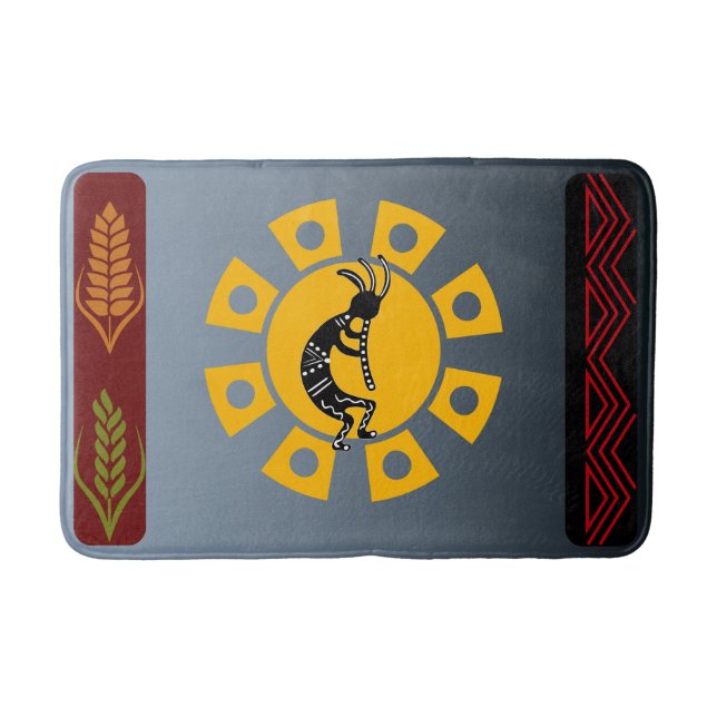 Harvest Fertility Sun Kokopelli  Bath Mat (Front)