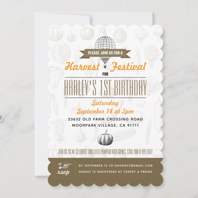 Harvest Festival Birthday Invitations Save Date (Front)