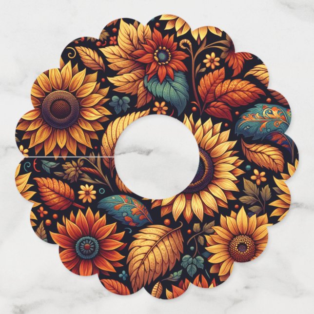 "Harvest Flower" Wine Glass Tag (Front)