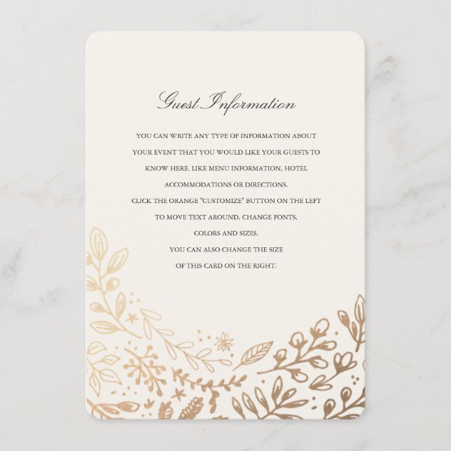 Harvest Flowers Directions/Information Card (Front)