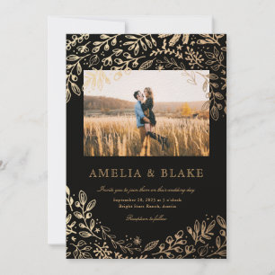 Harvest Flowers Photo Wedding Invitation