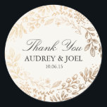 Harvest Flowers Wedding Classic Round Sticker<br><div class="desc">Elegant gold floral by Shelby Allison. For matching invitations,  reply cards,  stickers and other items click on the link below to view the entire Harvest Flowers.</div>