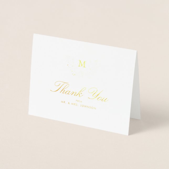 Harvest Flowers Wedding Thank You Foil Card (Front)
