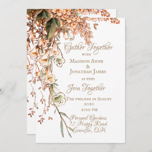 Harvest Garland Script Elegant Fall Wedding Invitation