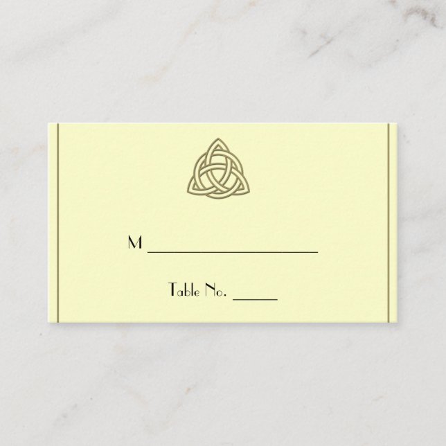 Harvest Gold Celtic Knot Wedding Place Cards (Front)